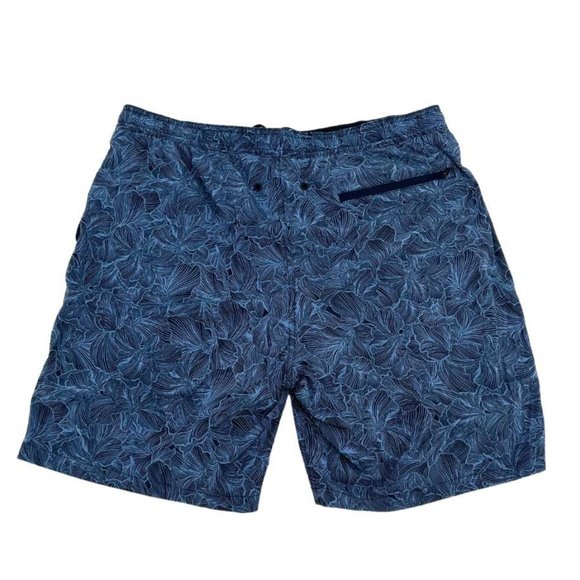 Kirkland | Men's Swim Short | Floral Leaf Pattern | Blue | XL - Picture 2 of 2